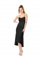 Midi Length Sleeveless Silk like Satin Black Sheath High Low Evening Gown / Prom Dress / Bridesmaid Dress Colchester