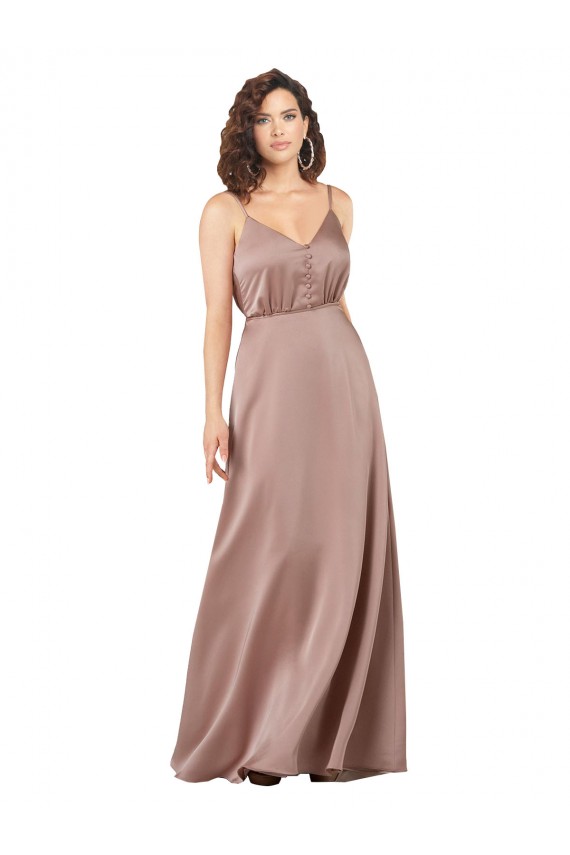 Long Sleeveless Silk like Satin Dusty Pink A-Line Formal Evening Gown / Bridesmaid Dress Colchester