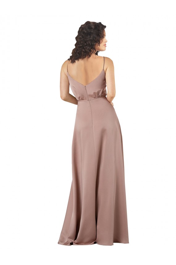 Long Sleeveless Silk like Satin Dusty Pink A-Line Formal Evening Gown / Bridesmaid Dress Colchester