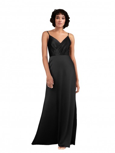 Long Sleeveless Silk like Satin Black Column Formal Evening Gown / Prom Dress / Bridesmaid Dress Colchester