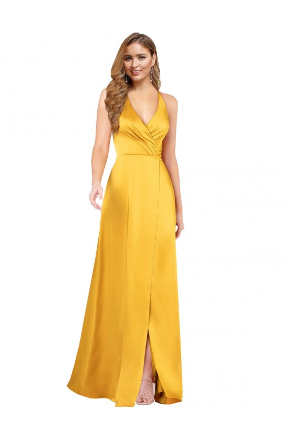 Long Sleeveless Silk like Satin A-Line Formal Dress / Bridesmaid Dress Colchester