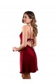 Midi Length Sleeveless Silk like Satin Burgundy Sheath Formal Evening Gown / Prom Dress / Bridesmaid Dress Colchester