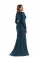 Long Long Sleeves Silk like Satin Atlantic Blue Mermaid Formal Plus Size Evening Gown / Prom Dress / Bridesmaid Dress Colchester