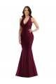 Long Sleeveless Silk like Satin Burgundy Mermaid Formal Plus Size Evening Gown / Prom Dress / Bridesmaid Dress Colchester