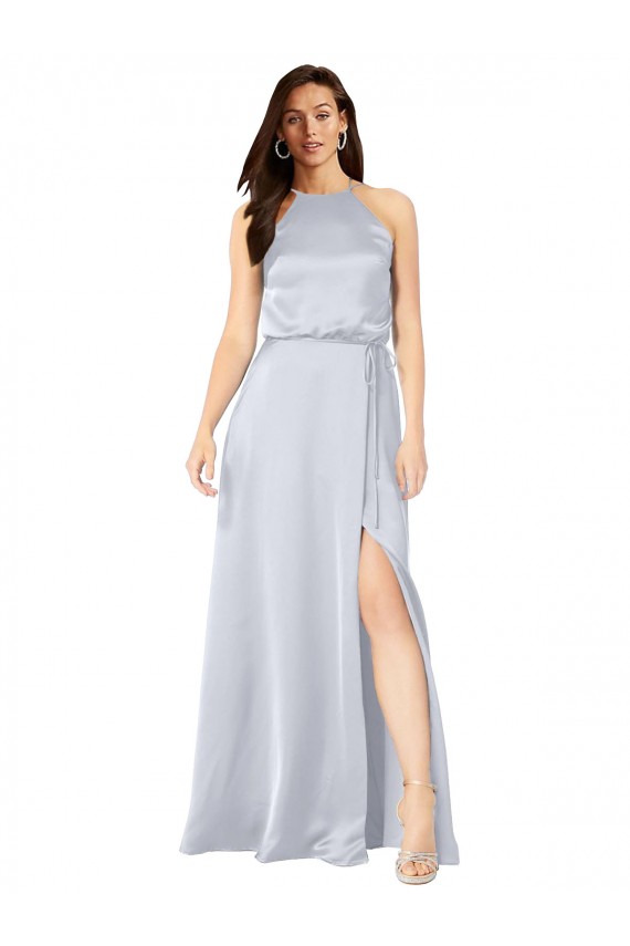 Long Sleeveless Silk like Satin Fog A-Line Formal Evening Gown / Bridesmaid Dress Colchester