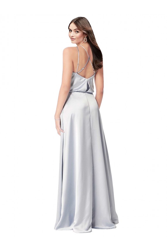 Long Sleeveless Silk like Satin Fog A-Line Formal Evening Gown / Bridesmaid Dress Colchester