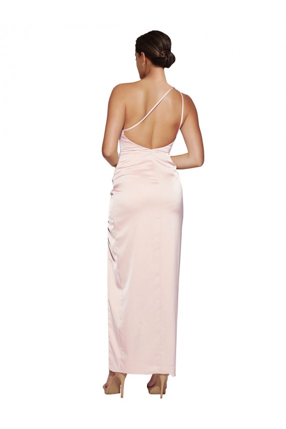 Long Sleeveless Silk like Satin Pink A-Line Semi Formal Evening Dress / Prom Dress / Bridesmaid Dress Colchester