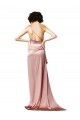 Long Sleeveless Silk like Satin Dusty Pink One Shoulder A-Line Formal Evening Gown / Prom Dress / Bridesmaid Dress Colchester