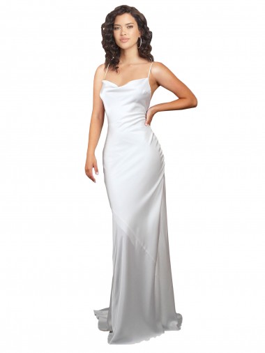 Sweep Train Sleeveless Silk like Satin White Sheath Beach Wedding Dresses Colchester