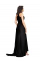 Long Sleeveless Silk like Satin Black A-Line Black Tie Evening Gown / Prom Dress / Bridesmaid Dress Colchester