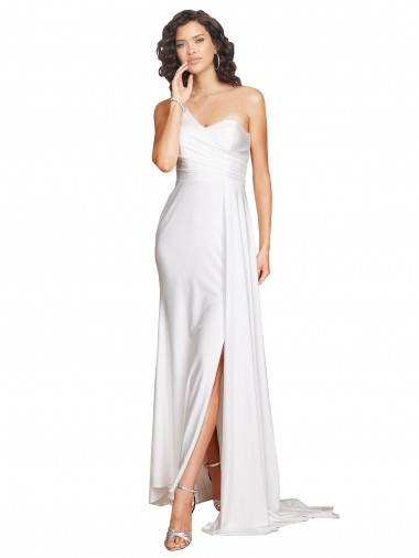 Long Sleeveless Silk like Satin White A-Line Wedding Dress Colchester