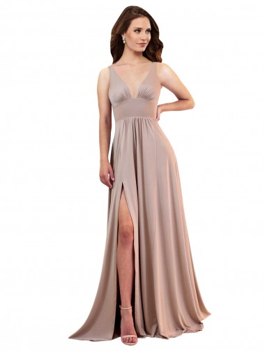 Long Sleeveless Spandex Dusty Pink A-Line Black Tie Evening Gown / Prom Dress / Bridesmaid Dress Colchester