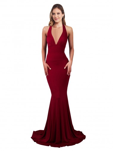 Long Sleeveless Spandex Burgundy Mermaid Formal Evening Gown / Prom Dress / Bridesmaid Dress Colchester