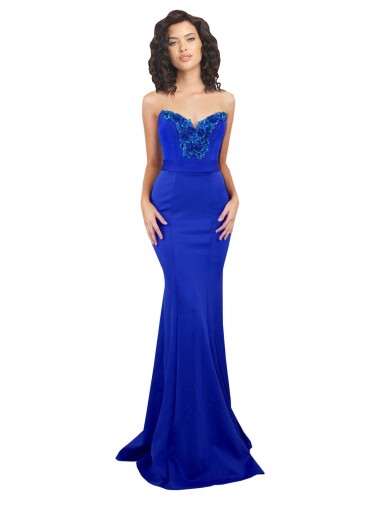 Long Sleeveless Stretch Crepe Royal Blue Mermaid Formal Evening Gown / Prom Dress / Bridesmaid Dress Colchester