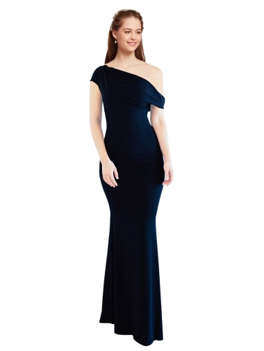 Long Sleeveless Stretch Crepe Dark Navy Mermaid Formal Evening Gown / Prom Dress / Bridesmaid Dress Colchester