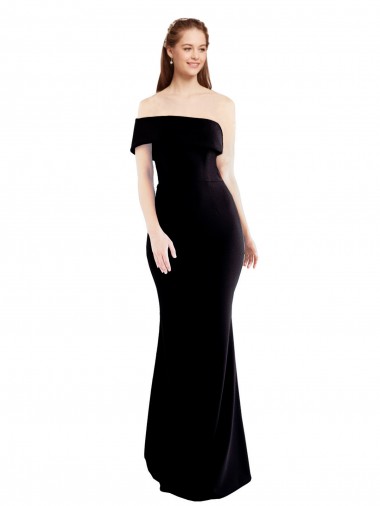 Long Sleeveless Stretch Crepe Black One Shoulder Mermaid Formal Evening Gown / Prom Dress / Bridesmaid Dress Colchester