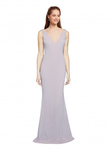 Long Sleeveless Stretch Crepe Arctic Lilac Mermaid Formal Evening Gown / Prom Dress / Bridesmaid Dress Colchester