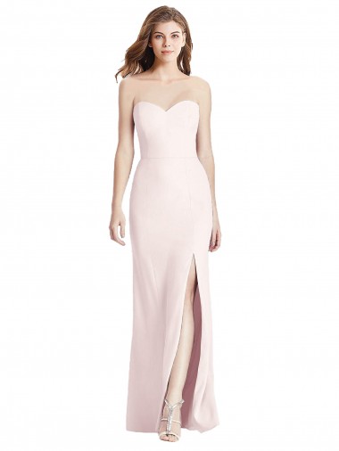 Long Sleeveless Stretch Crepe Pink Sweetheart Trumpet Semi Formal Evening Dress / Prom Dress / Bridesmaid Dress Colchester