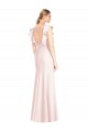 Long Cap Sleeves Stretch Crepe Pink Trumpet Formal Dress / Bridesmaid Dress Colchester