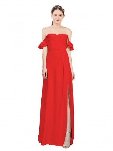 Long Sleeveless Stretch Crepe Red A-Line Formal Evening Gown / Prom Dress / Bridesmaid Dress Colchester