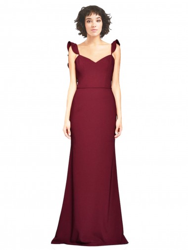 Long Sleeveless Stretch Crepe Burgundy Mermaid Prom Dress / Bridesmaid Dress Colchester