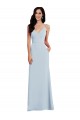 Long Sleeveless Stretch Crepe Light Sky Blue Trumpet Formal Dress / Bridesmaid Dress Colchester