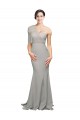 Sweep Train Sleeveless Stretch Crepe & Tulle Oyster Silver Mermaid Formal Evening Gown / Prom Dress / Bridesmaid Dress Colchester