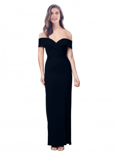 Long Sleeveless Stretch Crepe Black Off the Shoulder Mermaid Formal Dress / Bridesmaid Dress Colchester