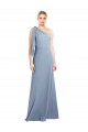 Long Flutter Sleeves Stretch Crepe Smoke Blue Sheath Formal Dress / Bridesmaid Dress Colchester