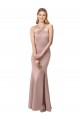 Long Sleeveless Stretch Crepe Dusty Pink Sheath Prom Dress / Bridesmaid Dress Colchester