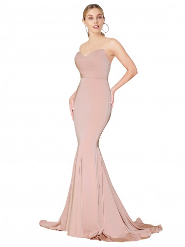 Long Sleeveless Stretch Crepe Mauve Mermaid Formal Dress / Bridesmaid Dress Colchester