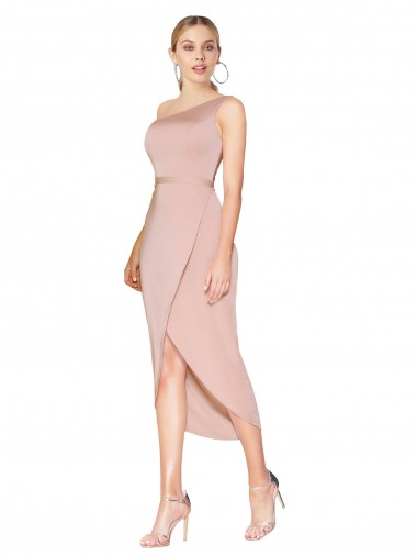 Knee Length Sleeveless Stretch Crepe Mauve Mermaid Formal Dress / Bridesmaid Dress Colchester