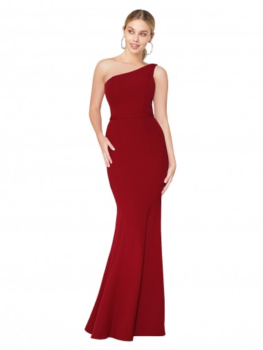 Long Sleeveless Stretch Crepe Burgundy Mermaid Formal Evening Gown / Prom Dress / Bridesmaid Dress Colchester