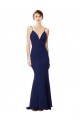 Long Sleeveless Stretch Crepe Navy Blue Mermaid Formal Dress / Bridesmaid Dress Colchester