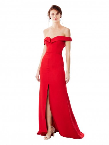 Long Sleeveless Stretch Crepe Red A-Line Bridesmaid Dress / Evening Dress Colchester