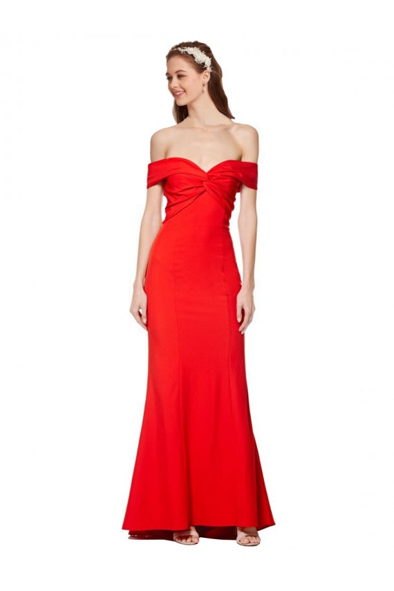 Long Sleeveless Stretch Crepe Red Mermaid Bridesmaid Dress / Formal Dress Colchester