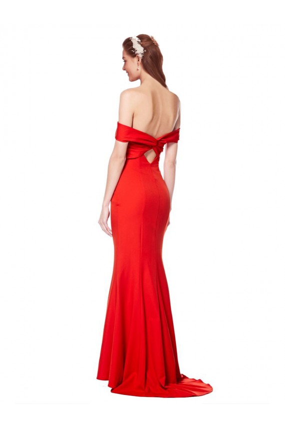 Long Sleeveless Stretch Crepe Red Mermaid Bridesmaid Dress / Formal Dress Colchester