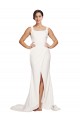 Sweep Train Sleeveless Stretch Crepe Ivory Square Neck Sheath Semi Formal Evening Dress / Prom Dress / Bridesmaid Dress Colchester