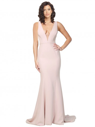 Sweep Train Sleeveless Stretch Crepe Pink Sheath Black Tie Evening Gown / Prom Dress / Bridesmaid Dress Colchester