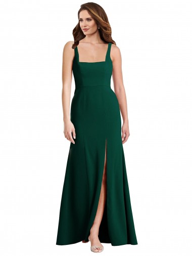 Long Sleeveless Stretch Crepe Midnight Green Trumpet Semi Formal Evening Dress / Prom Dress / Bridesmaid Dress Colchester