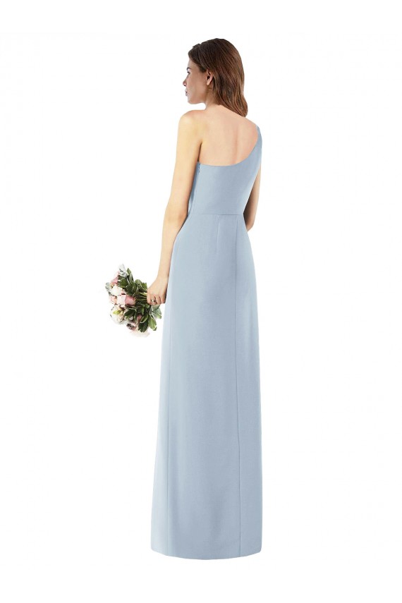 Long Sleeveless Stretch Crepe Light Sky Blue Trumpet Semi Formal Evening Dress / Prom Dress / Bridesmaid Dress Colchester