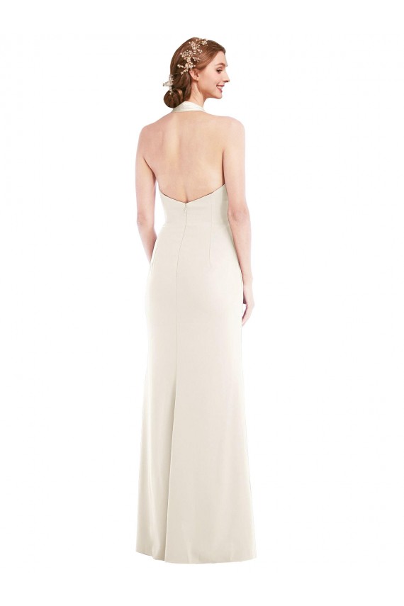 Long Sleeveless Stretch Crepe Ivory Trumpet Semi Formal Evening Dress / Prom Dress / Bridesmaid Dress Colchester