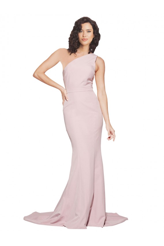 Sweep Train Sleeveless Stretch Crepe Mauve Sheath Semi Formal Evening Dress / Prom Dress / Bridesmaid Dress Colchester