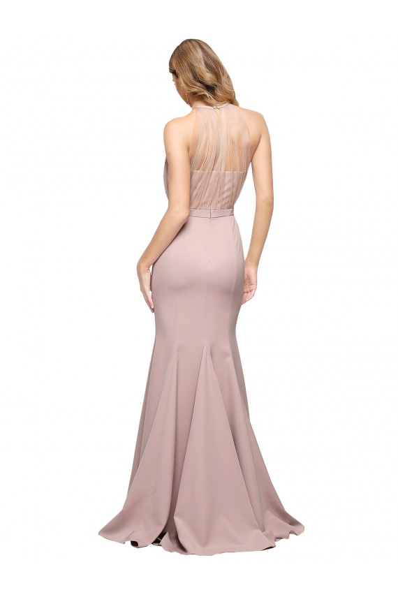 Sweep Train Sleeveless Stretch Crepe Dusty Pink Sheath Formal Evening Gown / Prom Dress / Bridesmaid Dress Colchester