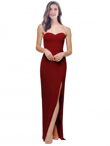 Long Sleeveless Stretch Crepe Burgundy Sheath Bridesmaid Dress / Evening Dress Colchester