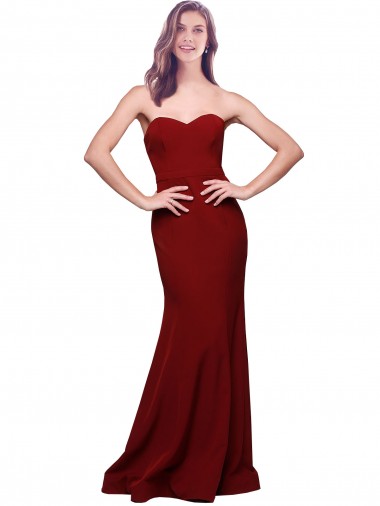 Long Sleeveless Stretch Crepe Burgundy Sheath Formal Evening Gown / Prom Dress / Bridesmaid Dress Colchester