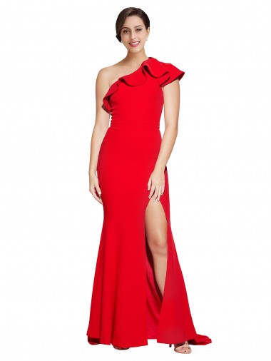 Sweep Train Sleeveless Stretch Crepe Red Sheath Semi Formal Evening Dress / Prom Dress / Bridesmaid Dress Colchester