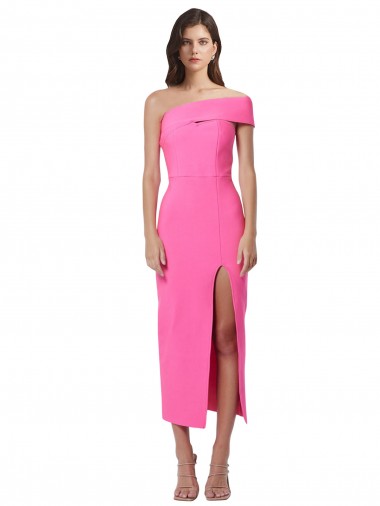 Midi Length Sleeveless Stretch Crepe Fuchsia Sheath Evening Gown / Prom Dress / Bridesmaid Dress Colchester