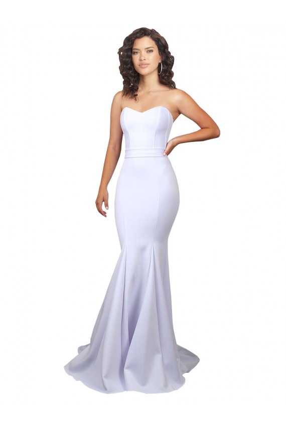 Long Sleeveless Stretch Crepe White Mermaid Beach Wedding Dresses Colchester