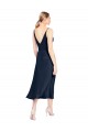 Midi Length Sleeveless Stretch Satin Dark Navy A-Line Formal Evening Gown / Prom Dress / Bridesmaid Dress Colchester